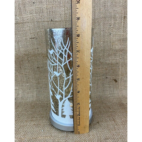 Mercury Glass Hurricane Lamp with Winter Wonderland Scene - Picture 11 of 11